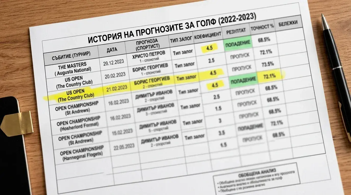 Проследяване на точността на голф прогнози