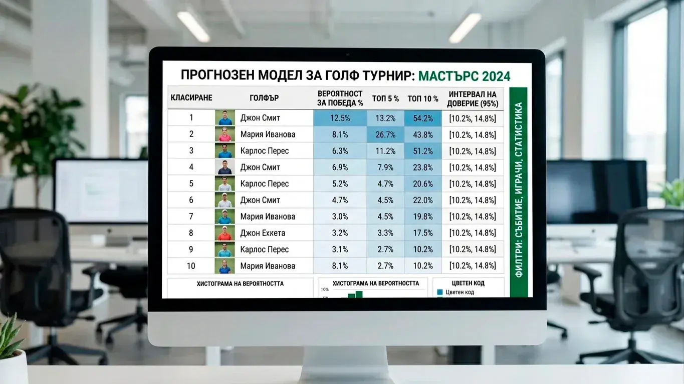 Статистически модел за голф прогнози на екран