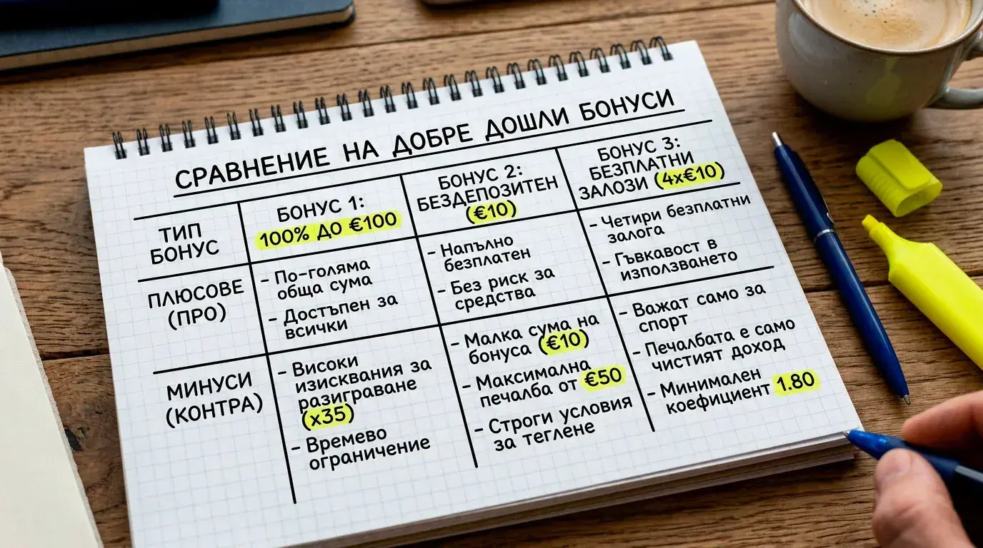 Сравнение на типове welcome бонуси за голф